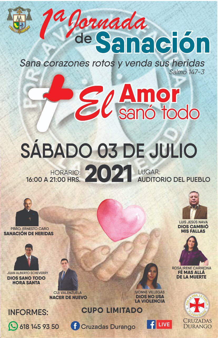 MOVIMIENTO DE CRUZADAS INVITA A JORNADA DE SANACIÓN