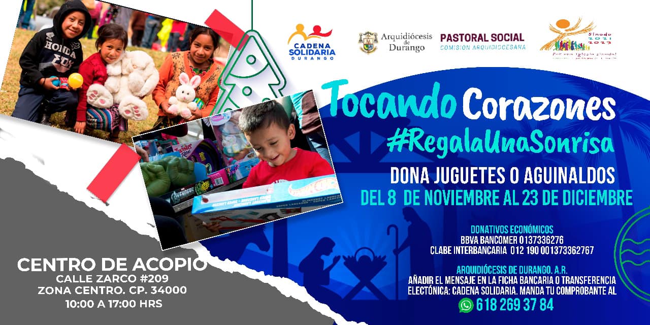 IGLESIA INVITA A CAMPAÑA DE DONACIÓN DE JUGUETES Y AGUINALDOS